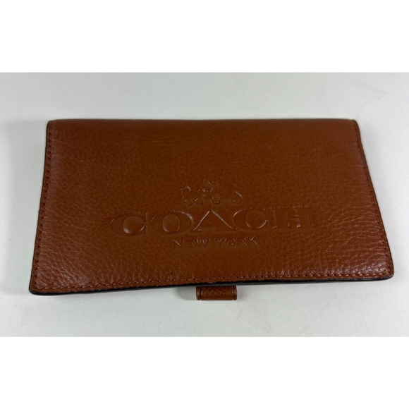 Coach Checkbook Wallet Classic Horse & Carriage Chestnut Brown Pebbled Leather - Picture 8 of 9
